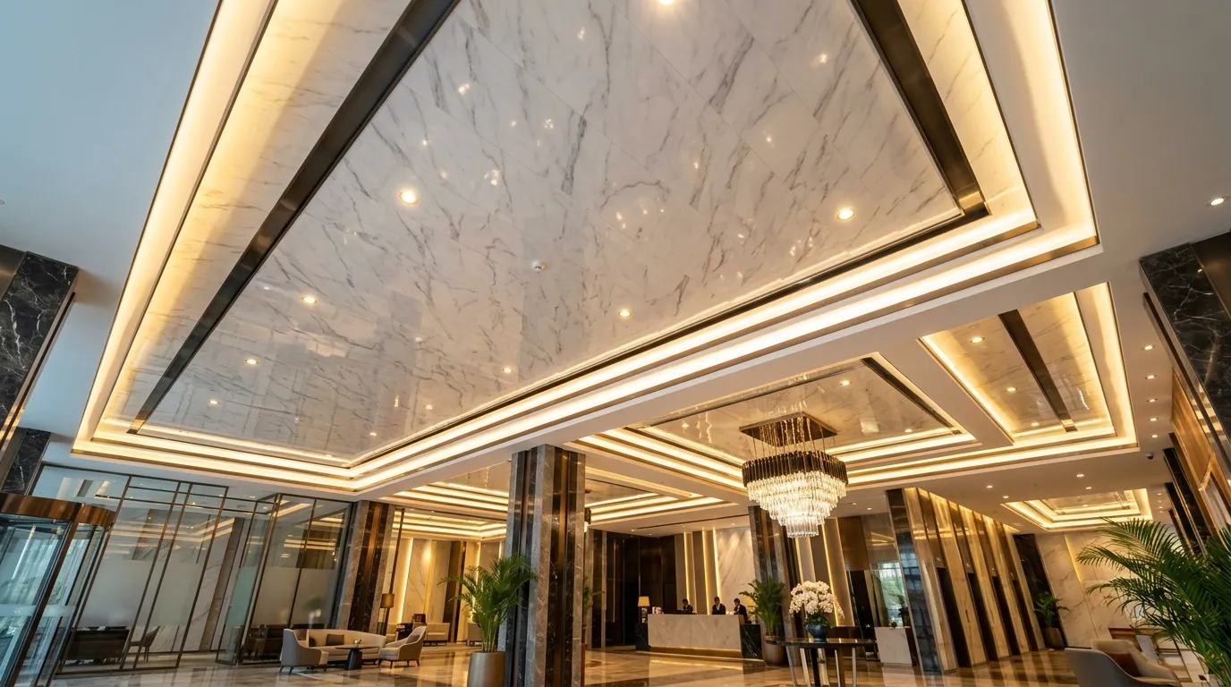 Plafon PVC Carrara Gold Marble Detail